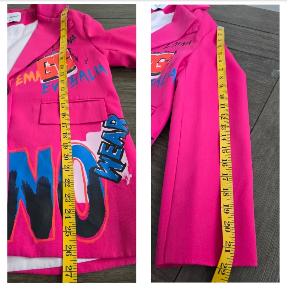 Ma Chérie Virbart Pink Graffiti Blazer, Size M - Picture 14 of 16